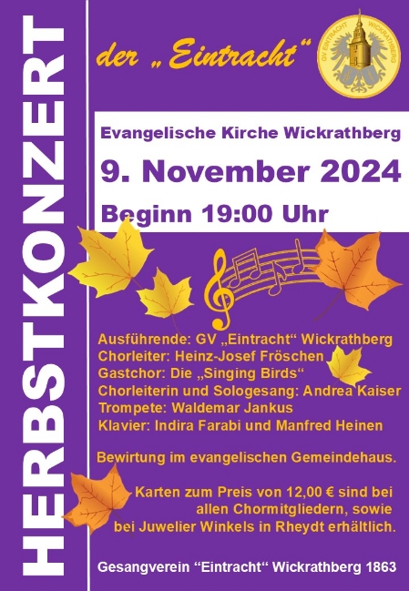 Plakat zum Herbstkonzert 2024 der Eintracht