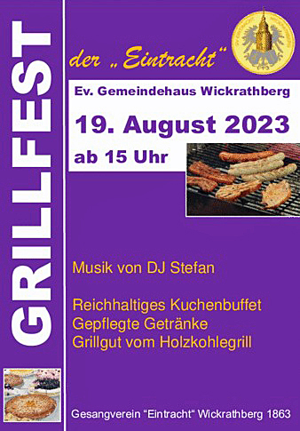 Plakat zur Einladung Grillfest der Eintracht 2023